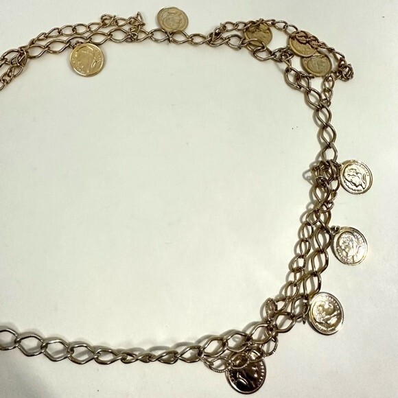 Gold Coin Vintage Chain Link Belt One Size - Picture 4 of 7